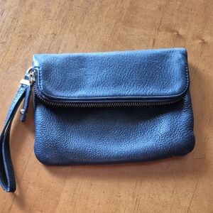 Talbots Navy Leather Wristlet